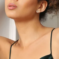 Hot Petite Circular Earrings with Clear Stones Women Earrings