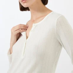 New Pia Pointelle Long-Sleeved T-Shirt Women Tops