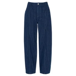 Online Pinstripe Barrel Leg Jeans Women Denim