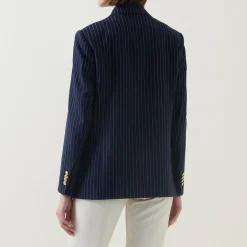 Sale Pinstripe Double-Breasted Blazer Women Coats & Jackets