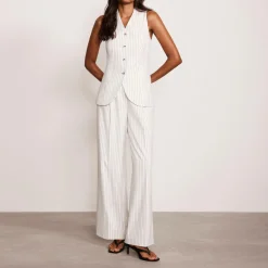 Pinstripe Single-Breasted Waistcoat Women Coats & Jackets