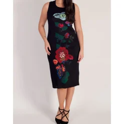 New Placement Floral Panel Dress Women Dresses