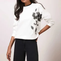 Hot Placement Floral Sweatshirt Women Sweatshirts & Hoodies