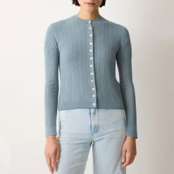 Online Pointelle Cable-Knit Cardigan Women Sweaters & Cardigans