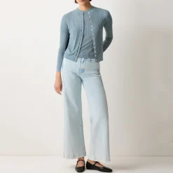Online Pointelle Cable-Knit Cardigan Women Sweaters & Cardigans