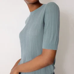 Outlet Pointelle Cable-Knit T-Shirt Women Sweaters & Cardigans