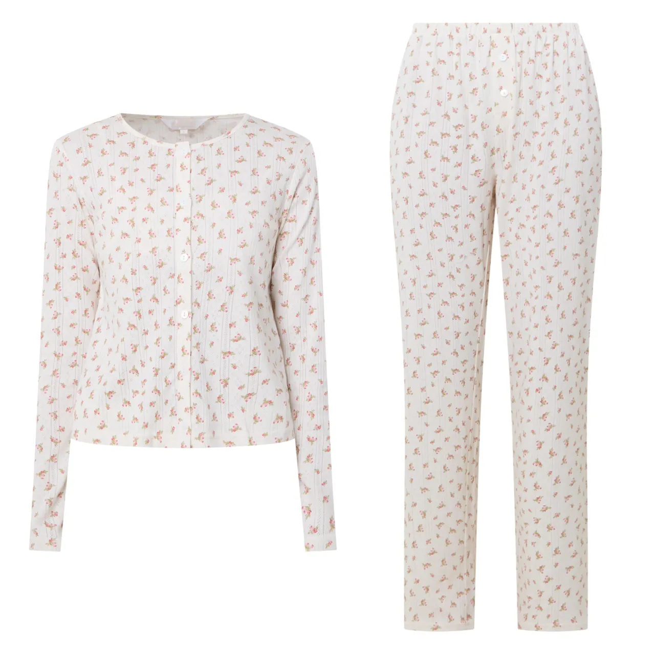 Outlet Pointelle Rose Long Pyjama Set Women Sleepwear