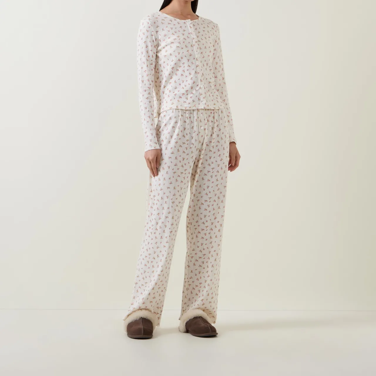 Outlet Pointelle Rose Long Pyjama Set Women Sleepwear