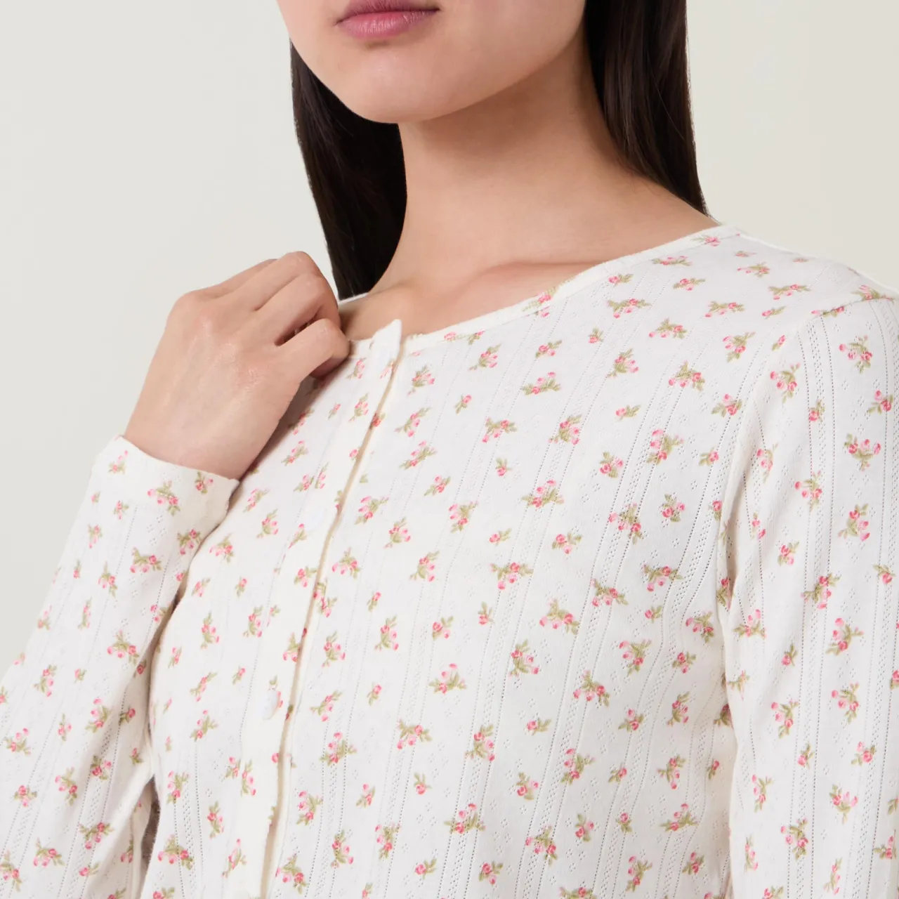 Outlet Pointelle Rose Long Pyjama Set Women Sleepwear