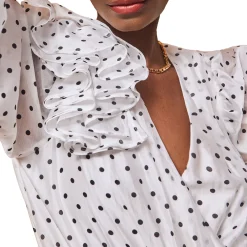 Outlet Polka Dot Frill Detail Bodysuit Women Tops