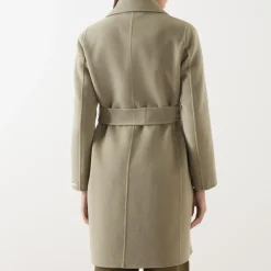 Discount Polka Single-Breasted Belted Coat Women Coats & Jackets