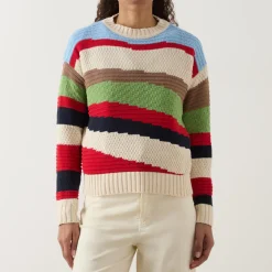 Outlet Polo Asymmetric Stripe Sweater Women Sweaters & Cardigans