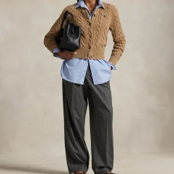 Outlet Polo Player Logo Cable Knit Cardigan Women Sweaters & Cardigans