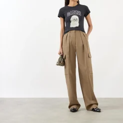 Sale Poodle Print Logo T-Shirt Women Tops