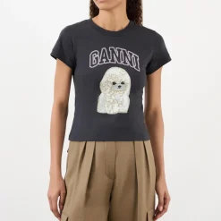 Sale Poodle Print Logo T-Shirt Women Tops