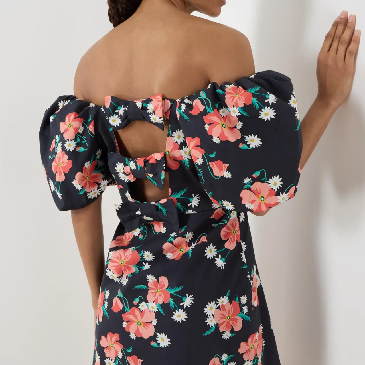 Poppy Puff-Sleeve Floral Mini Shift Dress Women Dresses