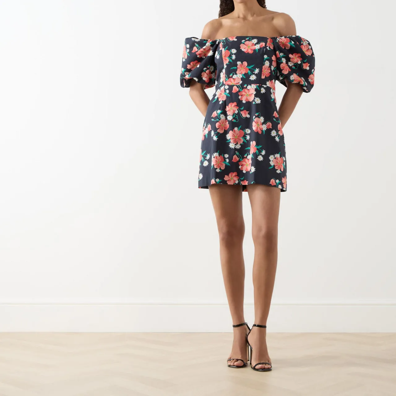 Poppy Puff-Sleeve Floral Mini Shift Dress Women Dresses