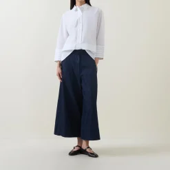 New Portia Wide Leg Denim Cropped Trousers Women Trousers & Shorts