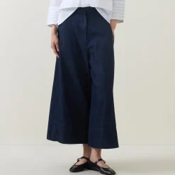 New Portia Wide Leg Denim Cropped Trousers Women Trousers & Shorts