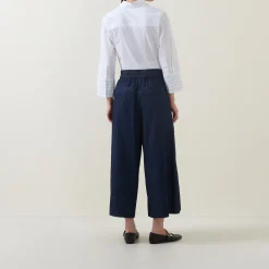 New Portia Wide Leg Denim Cropped Trousers Women Trousers & Shorts