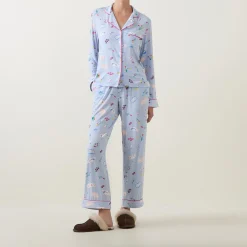 Hot Printed Motif Pyjama Set Women Sleepwear