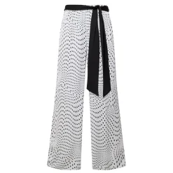 Online Printed Tie-Fastening Wide Leg Trousers Women Trousers & Shorts