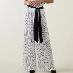 Online Printed Tie-Fastening Wide Leg Trousers Women Trousers & Shorts
