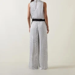 Online Printed Tie-Fastening Wide Leg Trousers Women Trousers & Shorts