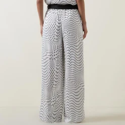 Online Printed Tie-Fastening Wide Leg Trousers Women Trousers & Shorts