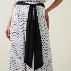 Online Printed Tie-Fastening Wide Leg Trousers Women Trousers & Shorts