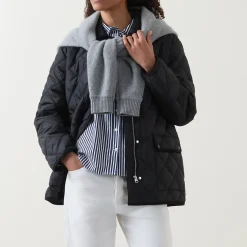 Best Quilted Corduroy-Trim Jacket Women Coats & Jackets