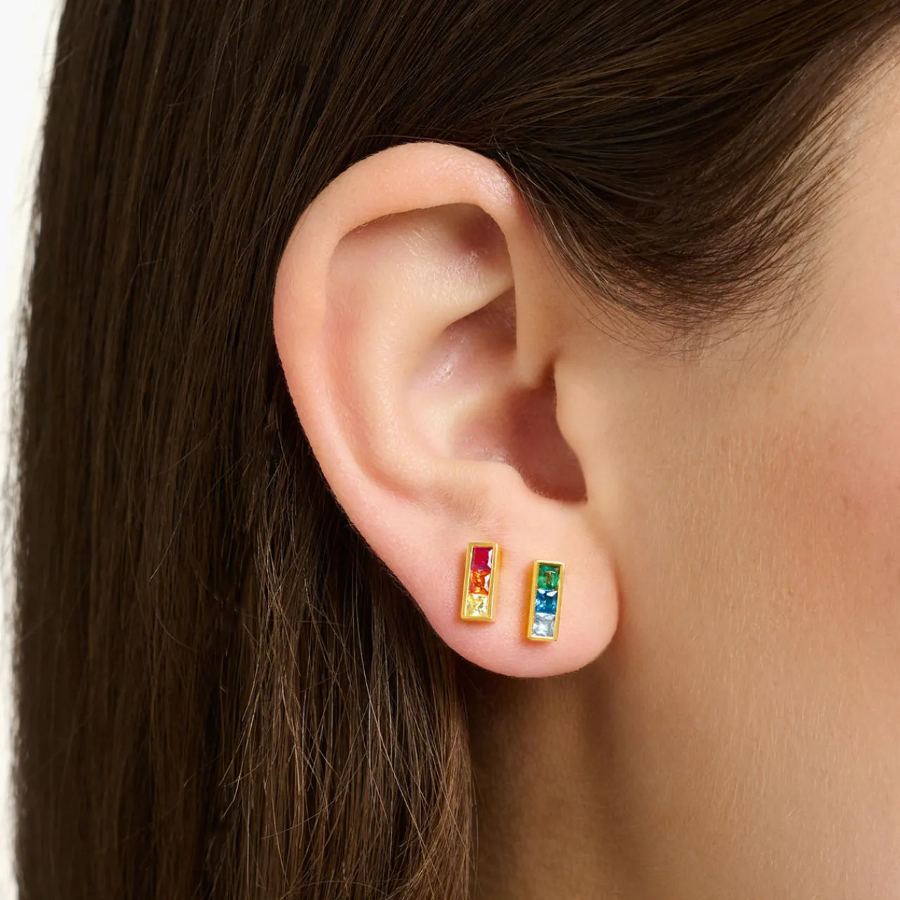 Clearance Rainbow Heritage Stone Alternate Stud Earrings Women Earrings