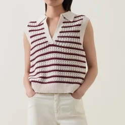 Outlet Raja Striped Knitted Vest Women Sweaters & Cardigans