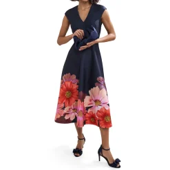 Clearance Rakhi Floral Scuba Flared Dress Women Dresses
