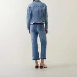 Clearance Raw Edge Embellished Denim Jacket Women Coats & Jackets