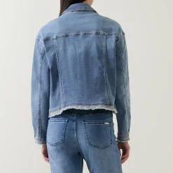 Clearance Raw Edge Embellished Denim Jacket Women Coats & Jackets