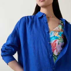 New Resort Linen Shirt Women Swimwear & Beachwear|Tops