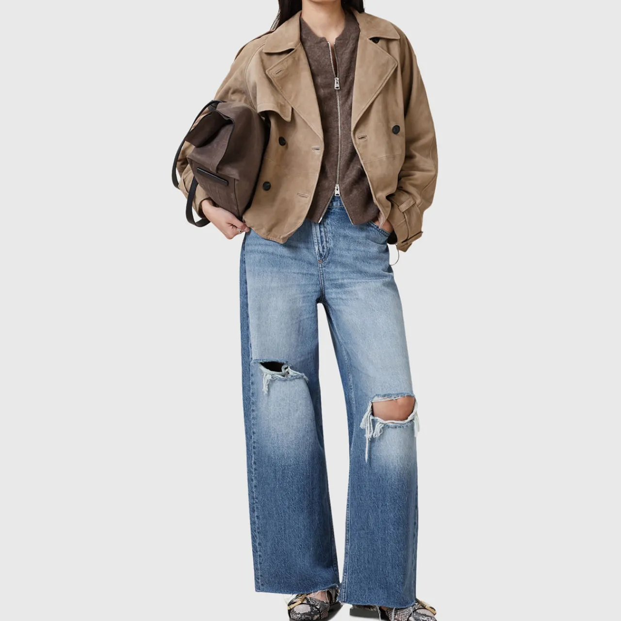 Clearance Reya Cropped Leather Trench Jacket Women Coats & Jackets