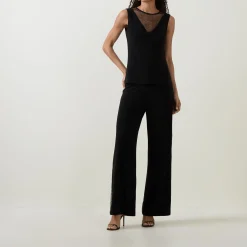 Clearance Rhinestone-Embellished Wide Leg Trousers Women Trousers & Shorts