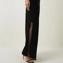 Clearance Rhinestone-Embellished Wide Leg Trousers Women Trousers & Shorts