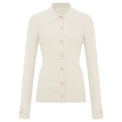 Outlet Ribbed Button-Up Knitted Top Women Sweaters & Cardigans
