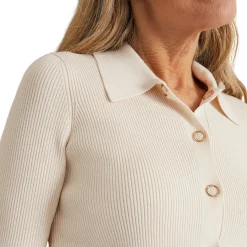 Outlet Ribbed Button-Up Knitted Top Women Sweaters & Cardigans