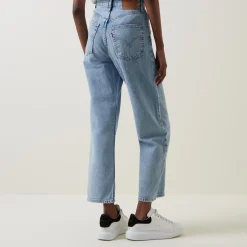 Hot Ribcage Cropped Super-High Rise Straight Leg Jeans Women Denim