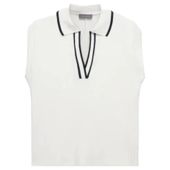 Rib-Knit Polo Vest Women Tops