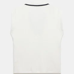 Rib-Knit Polo Vest Women Tops