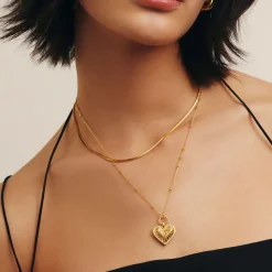 Hot Ridge 18kt Gold Plated Heart Necklace Women Necklaces