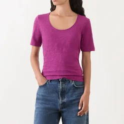 Clearance Rolled Slub T-Shirt Women Tops