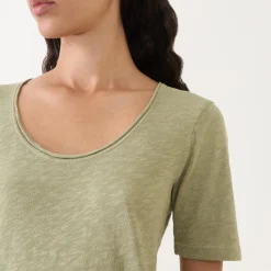 Online Rolled Slub T-Shirt Women Tops