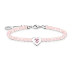 Rose Quartz Beaded Heart Bracelet Women Bracelets