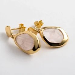 Online Rose Quartz Large Stepping Stone Earrings Women Earrings